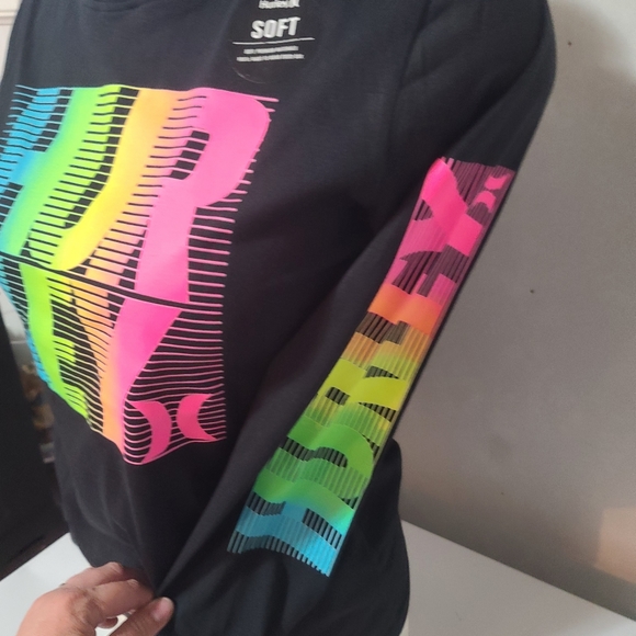 Hurley Black Long Sleeve with Neon Colors- Unisex - Picture 3 of 8
